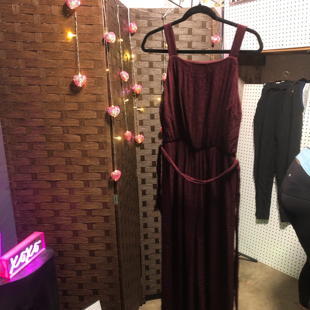 Xhilaration Burgundy Sleeveless Maxi Jumpsuit